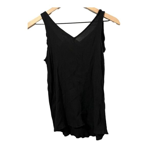 a.n.a Tank Flowy Tie Shoulder Halter Top V-Neck V-Back Basic Shirt Black XS - Picture 2 of 12